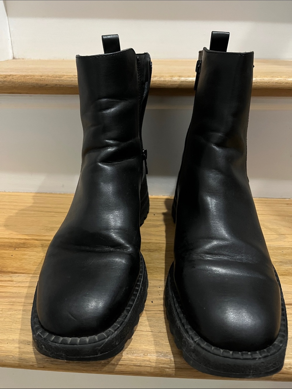 Sam & Libby Black Leather Zip Ankle Boots